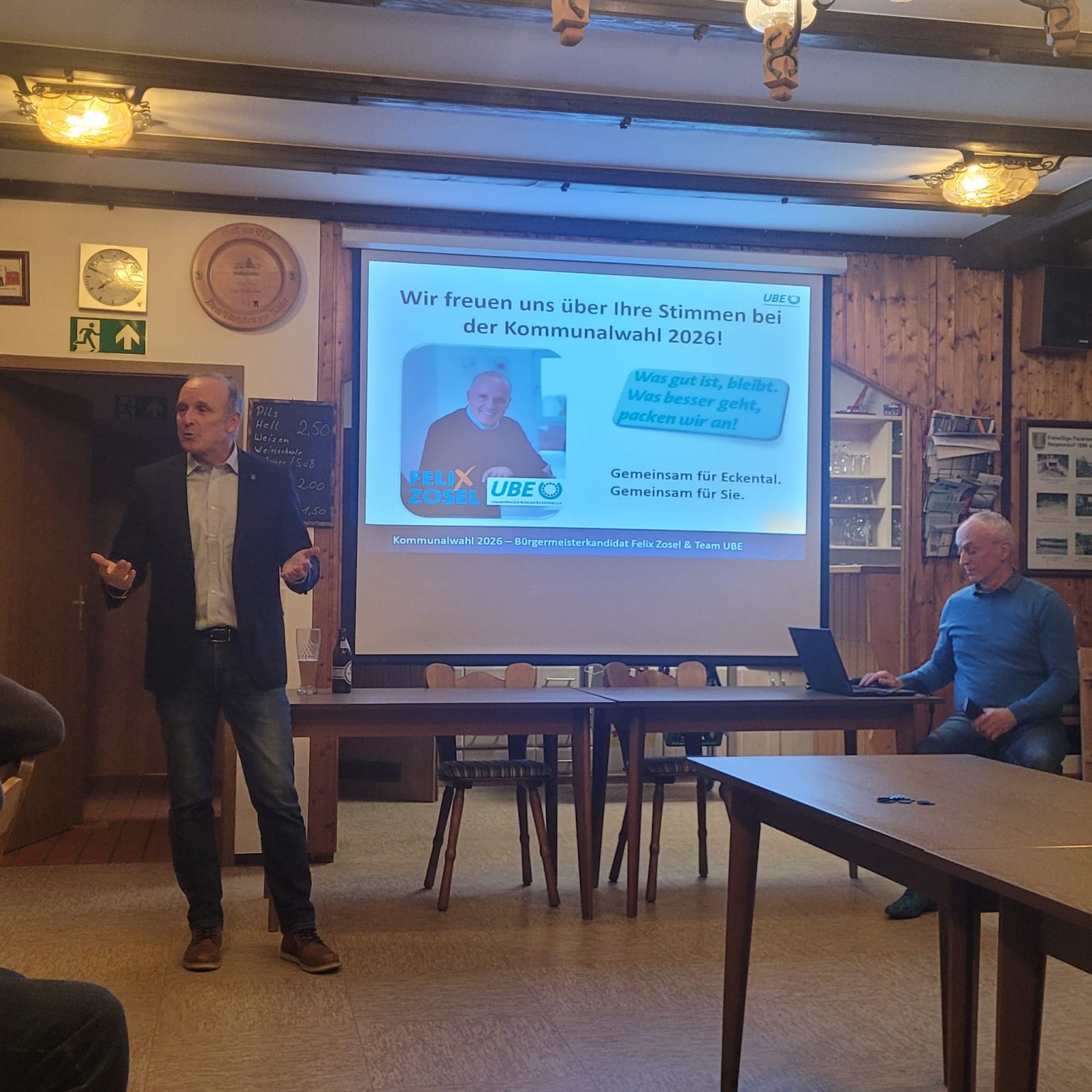 Vorstellung Bürgermeisterkandidat Felix Zosel sowie die Kandidatinnen und Kandidaten der UBE